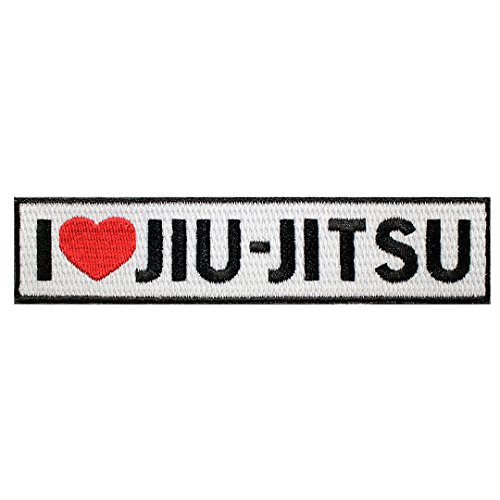 Jiu Jitsu Gi Patch BJJ I LOVE JIU-JITSU Iron-on 100% Embroidered