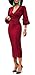 Corala Women Deep V Puff Long Sleeve Bodycon Party Midi Dress