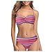 Womens Push-Up Swimsuit Summer New Two Piece Stripe Bikini High Waist Swimming Suit Purplethumb 1