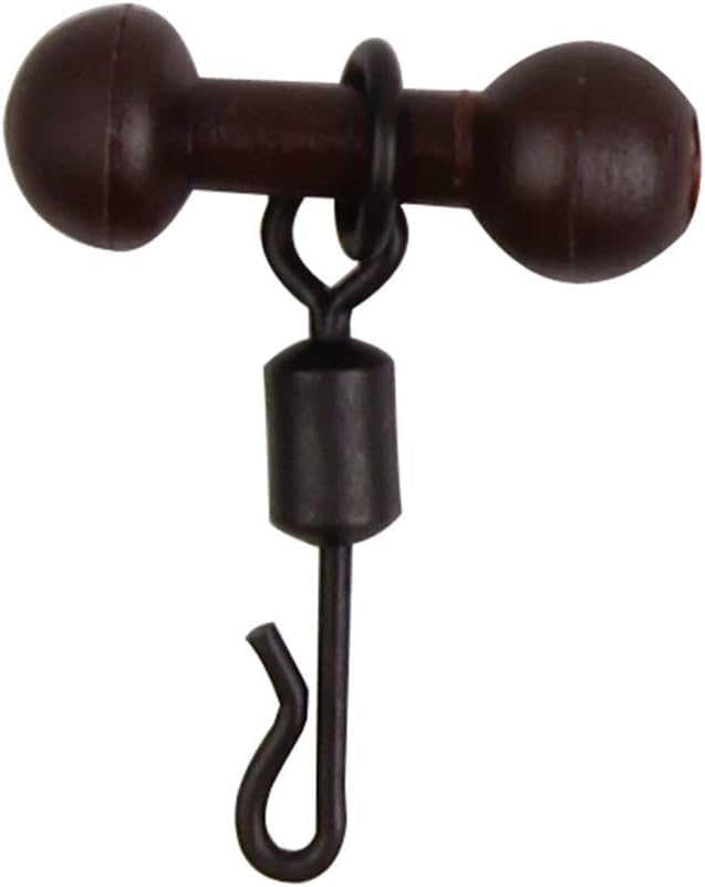 SquarezhenBo 20Pcs Brown Carp Fishing Tackle t Chod Beads Rolling Quick Change Swivels Tackle for Heli Carp Fishing,Fishing