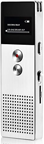 Portable 8GB Voice Recorder with Microphone Speaker, Support One Key Record MP3 Player Music Book Playback FM radio (Silver)