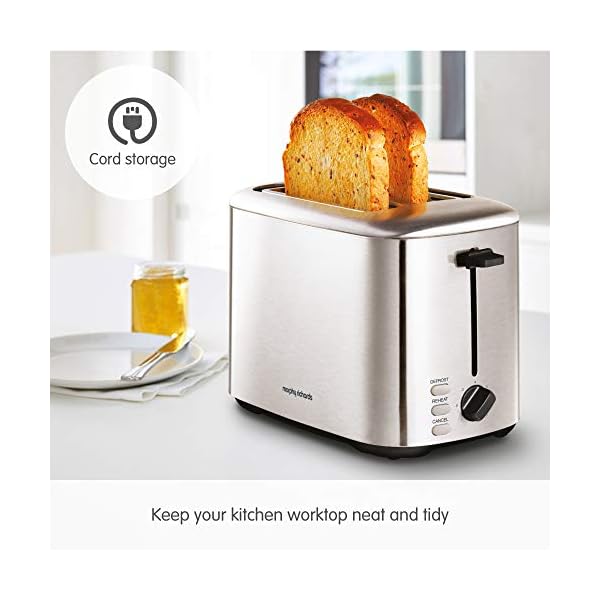 Morphy Richards 222067 Brushed Equip 2 Slice Stainless Steel Toaster, 800 W, Brushed