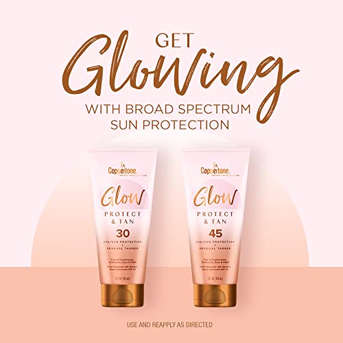 COPPERTONE GLOW PROTECT AND TAN SUNSCREEN LOTION + GRADUAL SELF TANNER, SPF 30 SUNSCREEN, 5 FL OZ TUBE