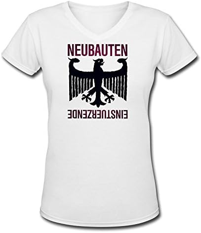 FALALI Women's Einsturzende Neubauten Cotton V Collar T Shirt,XXL,White