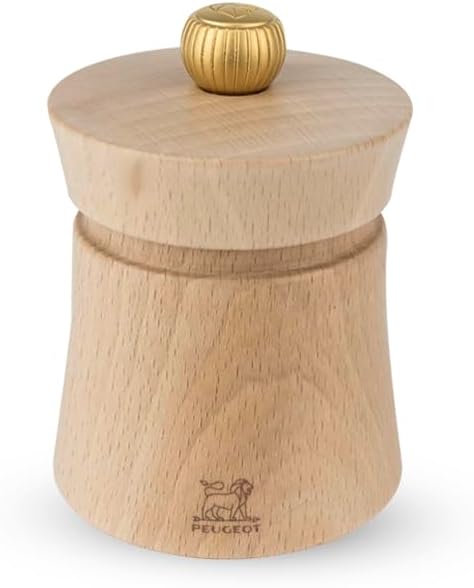 Peugeot Baya Wooden Salt Mill Beechwood Natural Light Wood 8cm Adjustable