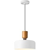 TeHenoo Modern Pendant Light,12 inch,Natural Wood and Brass Accent,Adjustable Simple Pendant Light Fixture for Kitchen Island