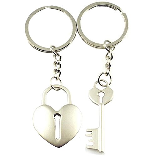 DreamsEden Cross Arrow Piece Love Heart Lock Key Couple Keychains (Gift Box & Greeting Card)Bag Key Rings Key Chain Gift for Valentine Wedding Anniversary, 1 Pair (Silver)