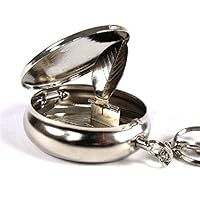 Smartdealspro Stainless Steel Portable Pocket Circular Ashtray Key Chain with Cigarette Snuffer