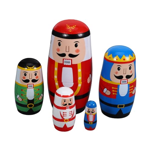 LIOOBO Christmas Nutcracker Russian Nesting Dolls Wooden Matryoshka Doll Festive Desktop Decoration Collectible Gift with Multi Stackable Design for Holiday Home Display