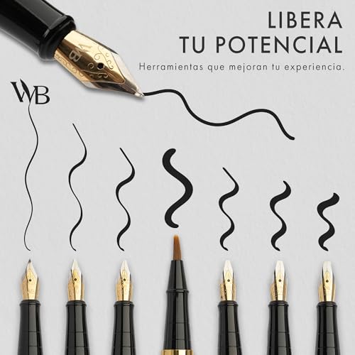 Wordsworth & Black Calligraphy Pen Gift Set, Includes Ink Bottle, 6 Ink Cartridges, Ink Refill Converter, 6 Refill Tips, Premium Pack, Daily [White Rose Gold]