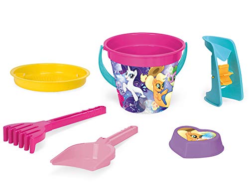 Wader 76237 - Eimergarnitur My Little Pony mit Eimer, Sieb, Sandmühle, Schaufel, Rechen und Sandform, 6-teilig, bunt…