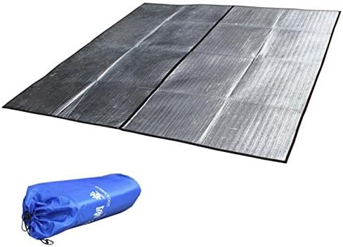 Movnow 114x114 Inch Aluminum Foil Mat Tent Footprint Waterproof Sleeping Pads Rain Shelter Picnic Blanket for Camping Hiking Backpacking Picnic Shade Canopy