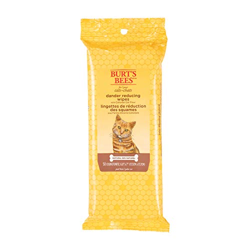 Burt's Bees for Cats Natural Dander Reducing Wipes | Kitten and Cat Wipes for Grooming | Cruelty Free, Sulfate & Paraben Free, pH Balanced for Cats - Made in The USA - 2 Pack