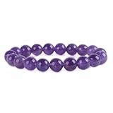 Natural Amethyst Gemstone 10mm Round Beads Stretch Bracelet 6.5