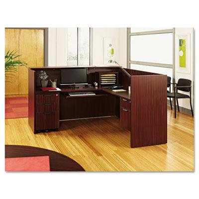 Alera - Valencia Series Reception Desk W/Counter 71W X 35-1/2D X 42-1/2H Mahogany "Product Category: Office Furniture/Desks"