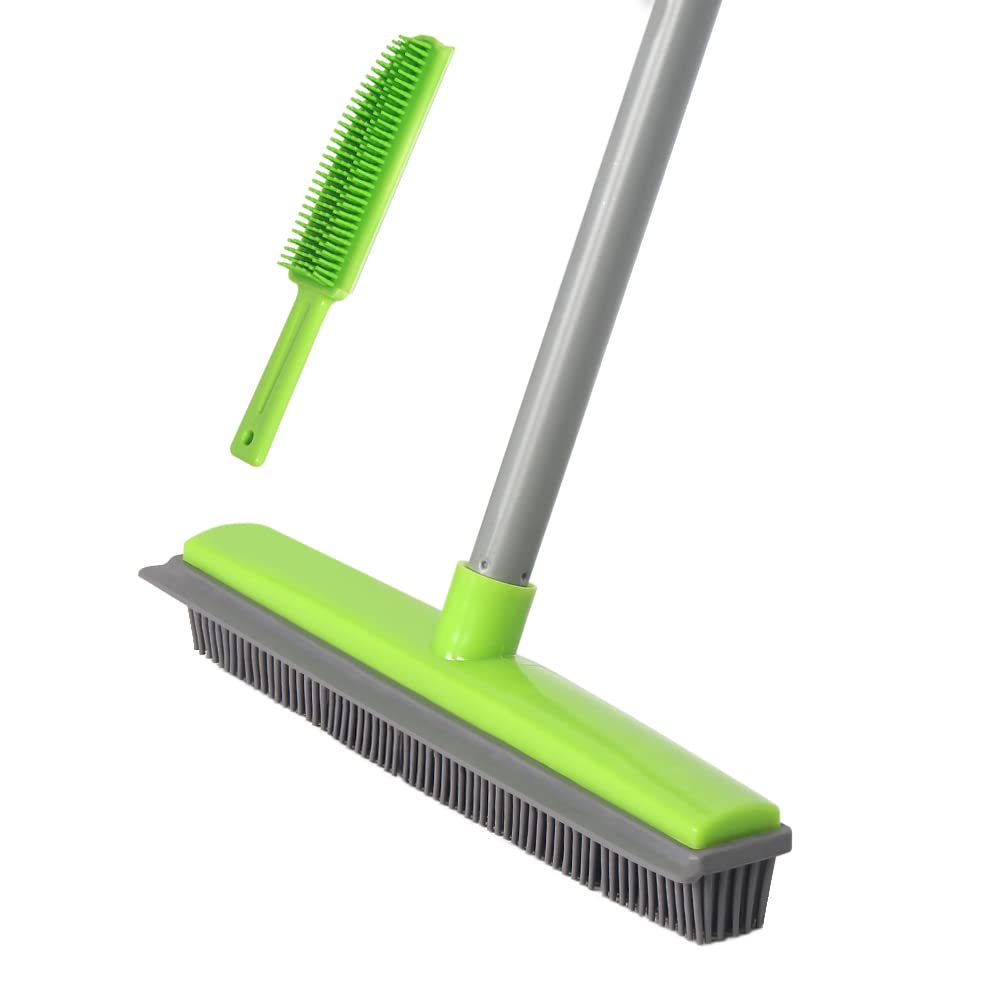Rubber Broom Carpet Brush for Pet hair with Squeegee Rubber Brush Set Pet Hair Broom for Sofa Floor Clothes Dog Cat Hair Car Interior Indoor
