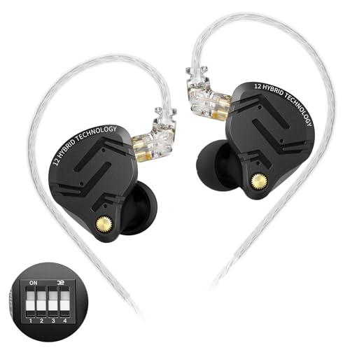 KZ ZS12 PRO X EMI In-Ear Headphones, 1DD+5BA Hybrid Wired Gaming Earphones, Best In Ear Monitor with 2 Pin Cable for Audiophile (Tunable Version, No Microphone)