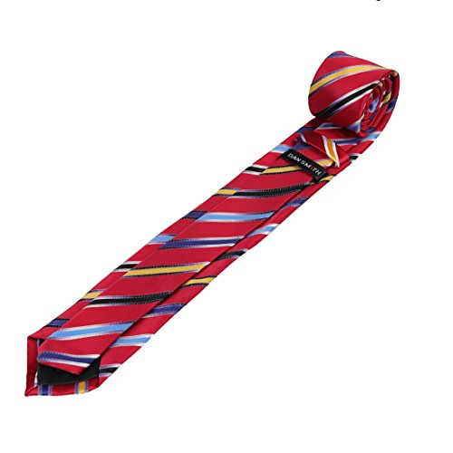 Dan Smith DAE7A04C Red Best Gift Giving Microfiber Skinny Tie Stripes Wedding Skinny Tie
