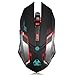 Wireless Gaming Mouse, VEGCOO C8 Silent Click Wireless Rechargeable Mouse with Colorful LED Lights and 2400/1600/1000 DPI 400mah Lithium Battery for Laptop and Computer (C9 Black) primary