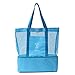 MEJOY Handheld Lunch Bag Insulated Cooler Picnic Bag Mesh Beach Tote Bag Food Drink Storage blue