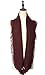Lucky Leaf Women Warm Knit Winter Infinity Scarf Pack of 2 (Tassels Burgundy+Khaki)