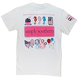 Simply Southern Preppy White T-shirt Essentials of Patriotic Prep, Various Sizes