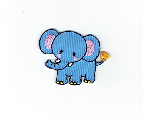 Blue Elephant - Facing Left - Iron On Applique/Embroidered Patch