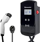 PRIMECOM 32Amp Smart Electric Vehicle EV Wall Charging Station - Level 2 EVSE- 220/240 Volt- 32 Amp Electric Car Charger, Plug-in Wall-Charger (30 FEET - NEMA 14-50P)