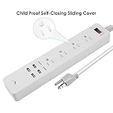 Joly Joy Surge Protector With USB Smart Charging ChildProof Power Strip with 4 USB Ports 4 AC Outlets 1875W 2100 Joules 6.23ft /1.9M Long Power Cord