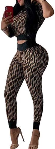 ShuangRun Womens Fashion Sequins Printed Two Piece Tracksuit Outfits Bodycon Sweatsuit Set