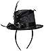 Jacobson Hat Company Women's Mini Glitter Top Hat Headband, Black, Adult