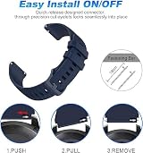 Wownadu 18mm Silicone Watch Strap Navy Blue for Garmin Vivoactive 4S, Venu 3S/2S view 3