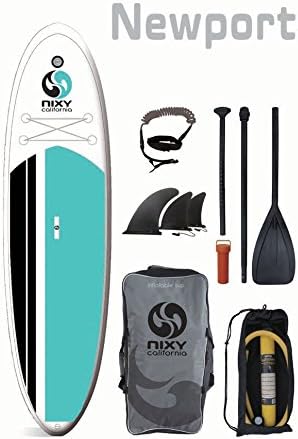 NIXY All Around 10'6" Inflatable Stand Up Paddle Board Bundle: 2 YR Warranty (Turquoise &amp; White)