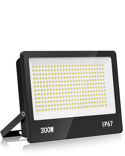 HAPYLUMI Outdoor LED Floodlight, 30000 W, 30000 LM Powerful Outdoor LED Spotlight, 6500 K Cool White Security Lighting IP67 Waterproof for Garden, Patio, Garage, Terrace, Warehouse