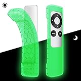 Fintie Protective Case for Apple TV 2 3 Remote Controller - Casebot (Honey Comb Series) Light Weight (Anti Slip) Shock Proof Silicone Sleeve Cover, Green Glow in The Dark