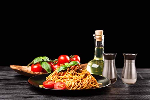 Salt and Pepper shakers Set with Tray, Stainless Steel with Glass Bottle (Set of 2)