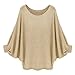 Phoenix Womens Oversized Batwing Knitted Pullover Loose Sweater Tee Tops, Khaki One Size