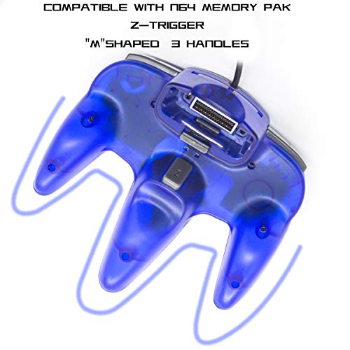 Wired Controller for Nintendo 64 N64 Console, Upgraded Joystick Classic Video Game Gamepad(Clear Green and Clear Blue,Pack of 2)