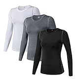 WANAYOU Women's Compression Shirt Dry Fit Long Sleeve Running Athletic T-Shirt Workout Tops