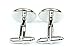 Round Silver Tone and Shell Inlay Men's Tuxedo Cufflinks and Dress Shirt Studs Set - Classic Formal Wear