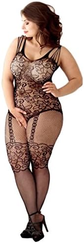 Curbigals Women's Floral Crotchless Bodystocking Plus Size Open Crotch Fishnet Lingerie