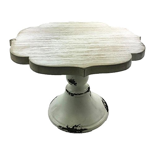 Cake Pedestal Stand Wood Vintage Wedding Cake Stand Cupcakes Cakes Assorted Size Large Small Medium (Small Scallop 9.4X9.4X5.4H, White wood) - Thumbnail 2