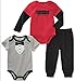 Calvin Klein Baby 3 Pieces Bodysuit Pant Set Boys, red/Black, 0/3M