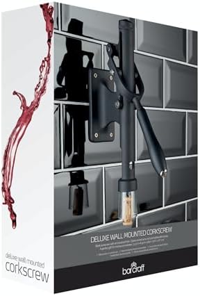 Tire-bouchon mural de luxe, tire-bouchon en acier avec finition industrielle, comprend les fixations murales pour une installation facile, dimensions de 31,5 x 6,5 x 26 cm, 1 pièce