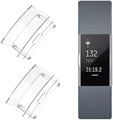 Ultra Slim Soft Full Cover Case for Fitbit Charge 2, Crystal,TPU Protective Casing Scratch Proof Transparent Frame Shell Accessories for Fitbit Charge 2 Watch (2PCS)