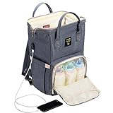 SUNVENO Diaper Backpack Travel Mummy Bag Baby Diaper Nappy Changing Bag (Gray)