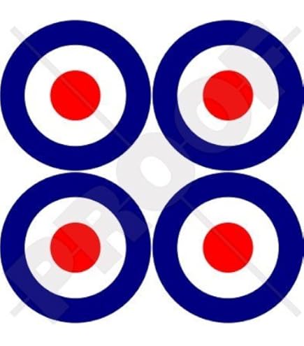 Lot De 2 Autocollants Vinyle Cocarde RAF Royal Air Force - 7,5 X 7,5 Cm, Étanches - 3