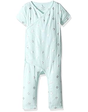 Short Sleeve Kimono One-Piece, Metallic Collection