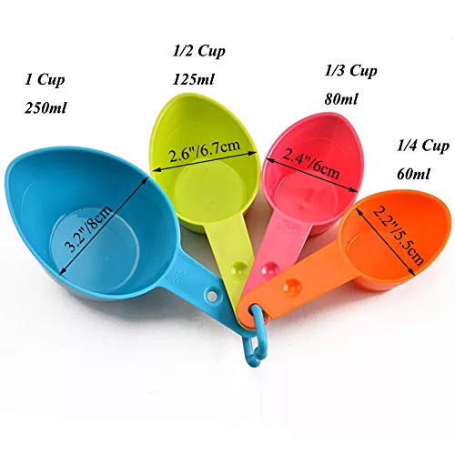 DoubleWood Set of Four Pet Food Scoop, Measuring Cups Spoon Set Plastic Food Scoop for Dog, Cat and Bird Food