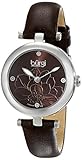Burgi Women's BUR128BR  Round Brown Sunburst Effect Dial with Embossed Flower Quartz Strap Watch